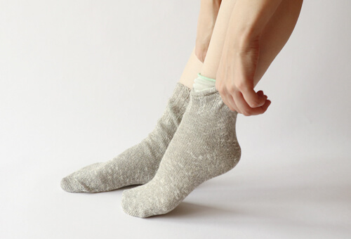 2足重ね履き靴下 やわらか綿麻混