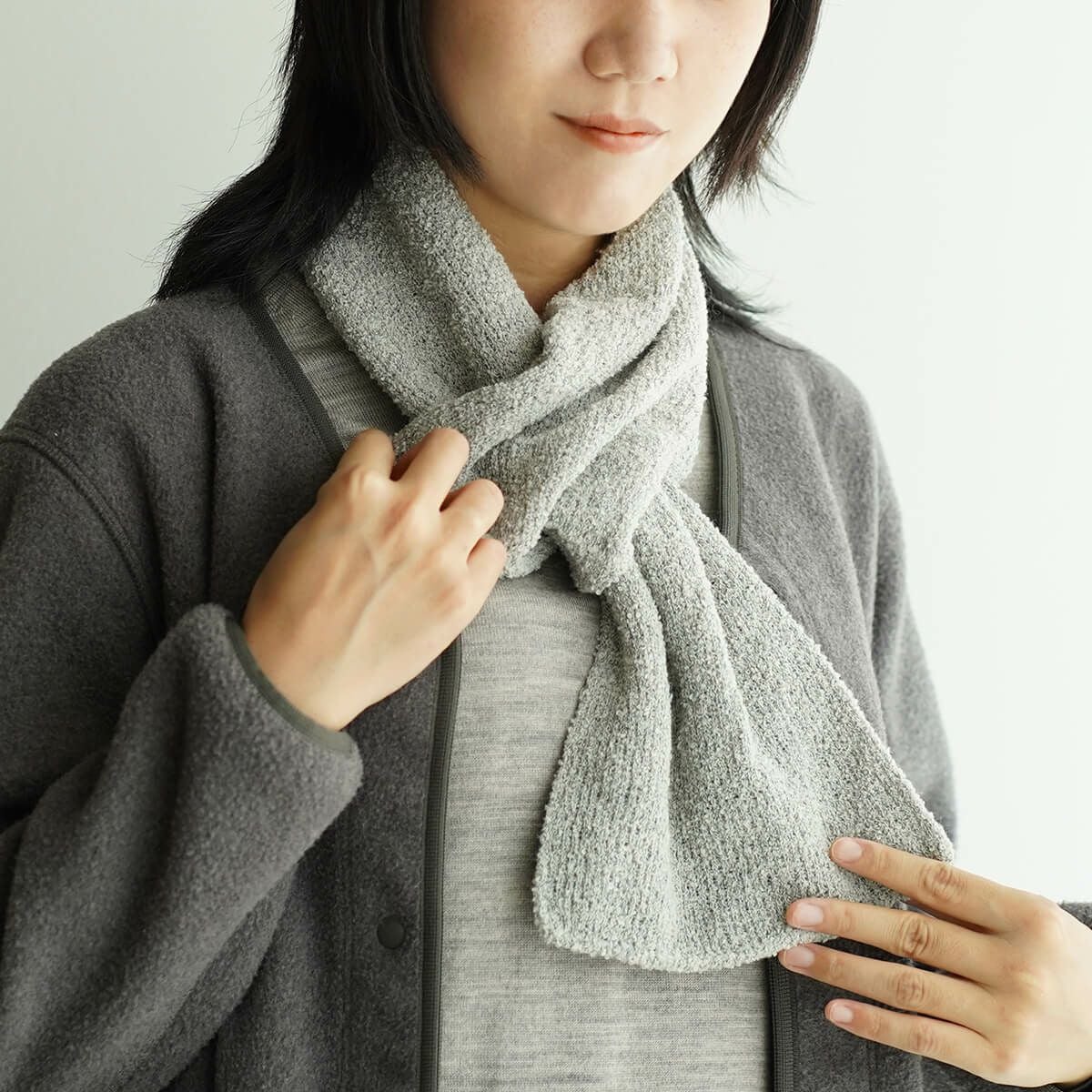 ...TOTE別注 八重樫茂子...kurokuroミニマフラー 内側シルク2重編みウール混もこもこマフラー | DAIGO official shop