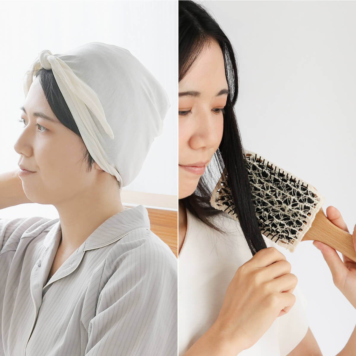 シルクのヘアケアセット おやすみターバン×絹のブラシカバー | DAIGO
